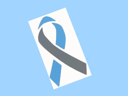 Diabetes awareness ribbon, Grey and Light Blue Decal, Type 1, Type 2