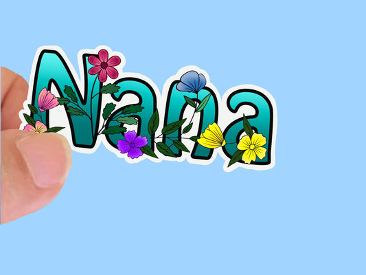 Nana WildflowerSticker, Waterproof Vinyl Decal, Laptop Sticker, Water Bottle Sticker, Aesthetic Stickers, Mother's Day Sticker