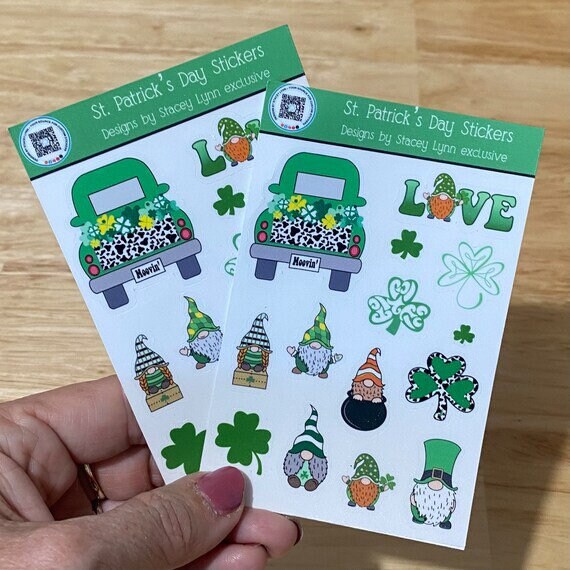 St. Patrick's Day Gnome Love Waterproof 2.5” Sticker - Laptop Sticker, Water Bottle Sticker & more
