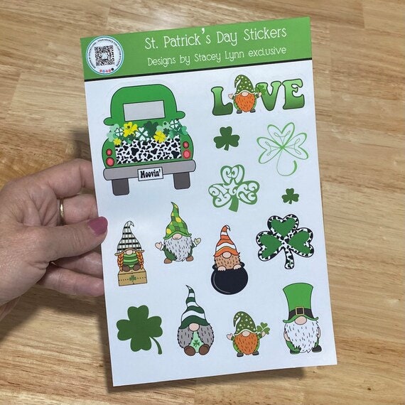St. Patrick’s Day Gnome Love Waterproof 2.5” Sticker - Laptop Sticker, Water Bottle Sticker & more