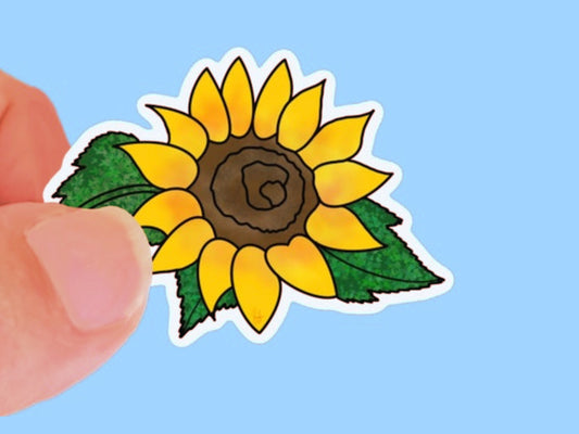 Sunflower with Bee Sticker, Waterproof Vinyl Decal, Laptop Sticker, Water Bottle Sticker, Aesthetic Stickers, choice of size