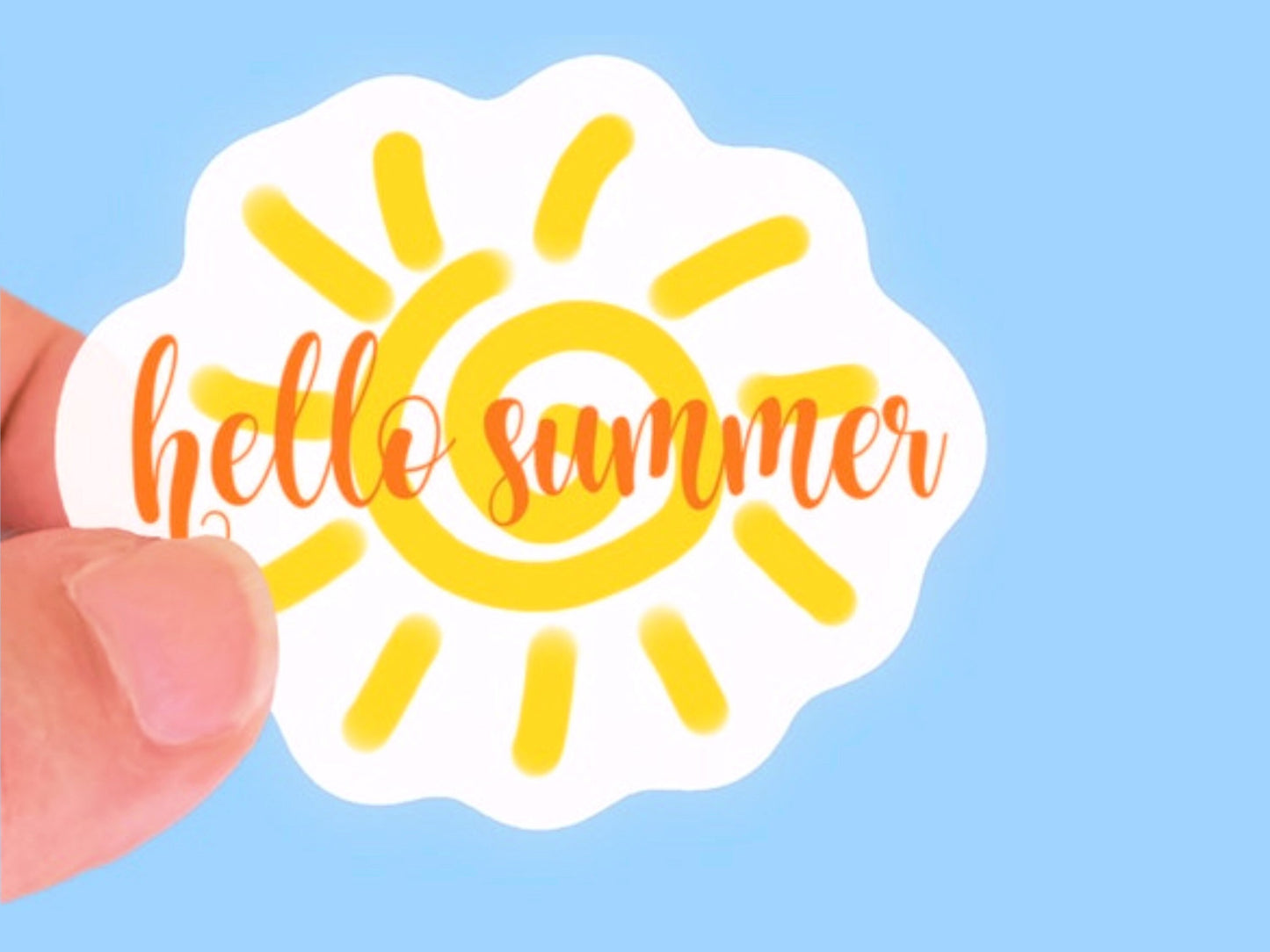 Hello Summer Sunshine Sticker, Waterproof Vinyl Decal, Laptop Sticker, Water Bottle Sticker, Aesthetic Stickers