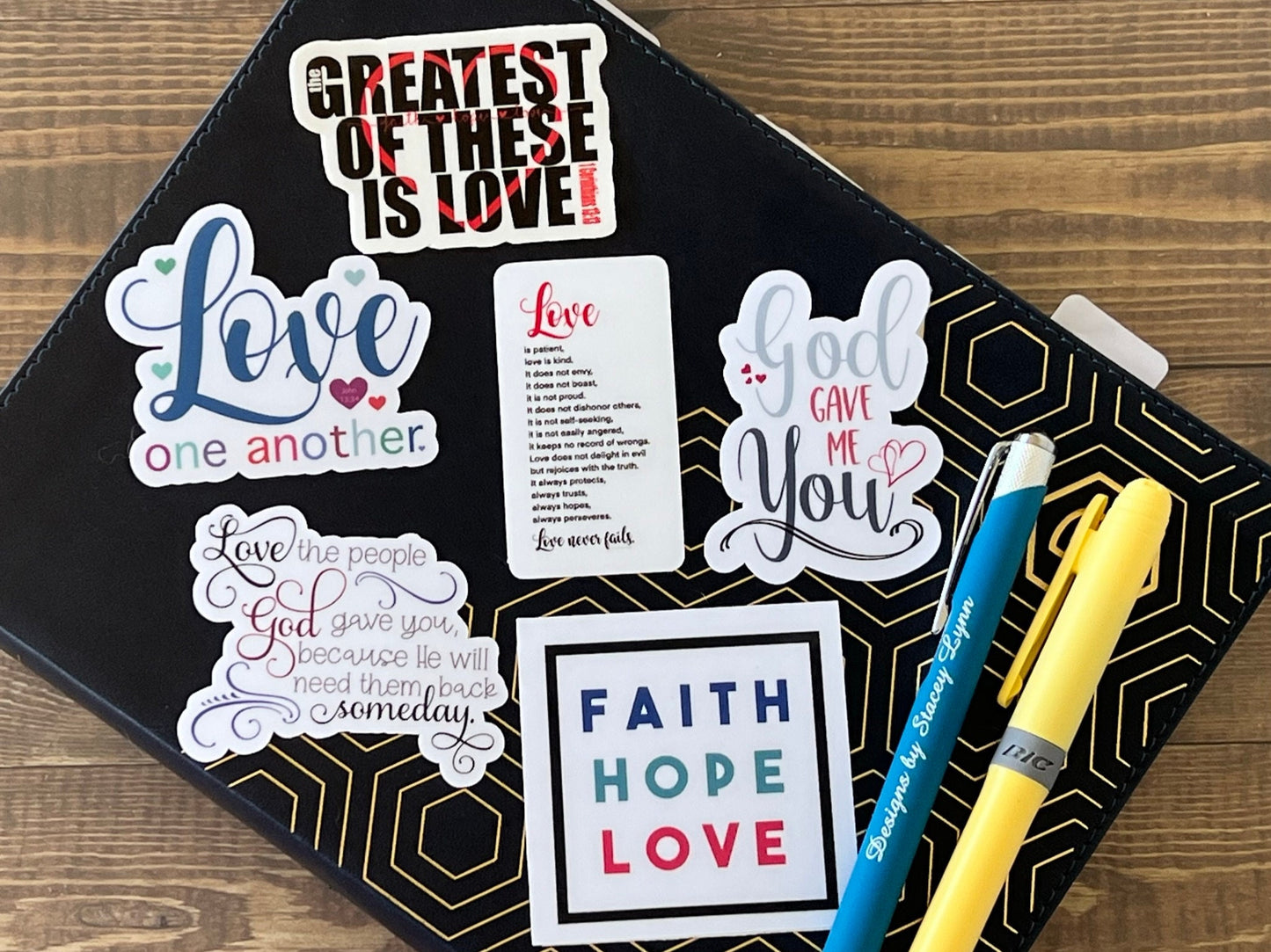 Christian Sticker Pack, Six Faith Stickers, Religious Decals, Bible Verse Stickers, Waterproof Sticker Bundle, Pack 2265