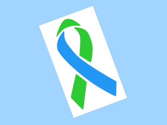 Neurofibromatosis Green & Light Blue awareness ribbon VINYL DECAL- For fighter, survivor, in memory of a loved one