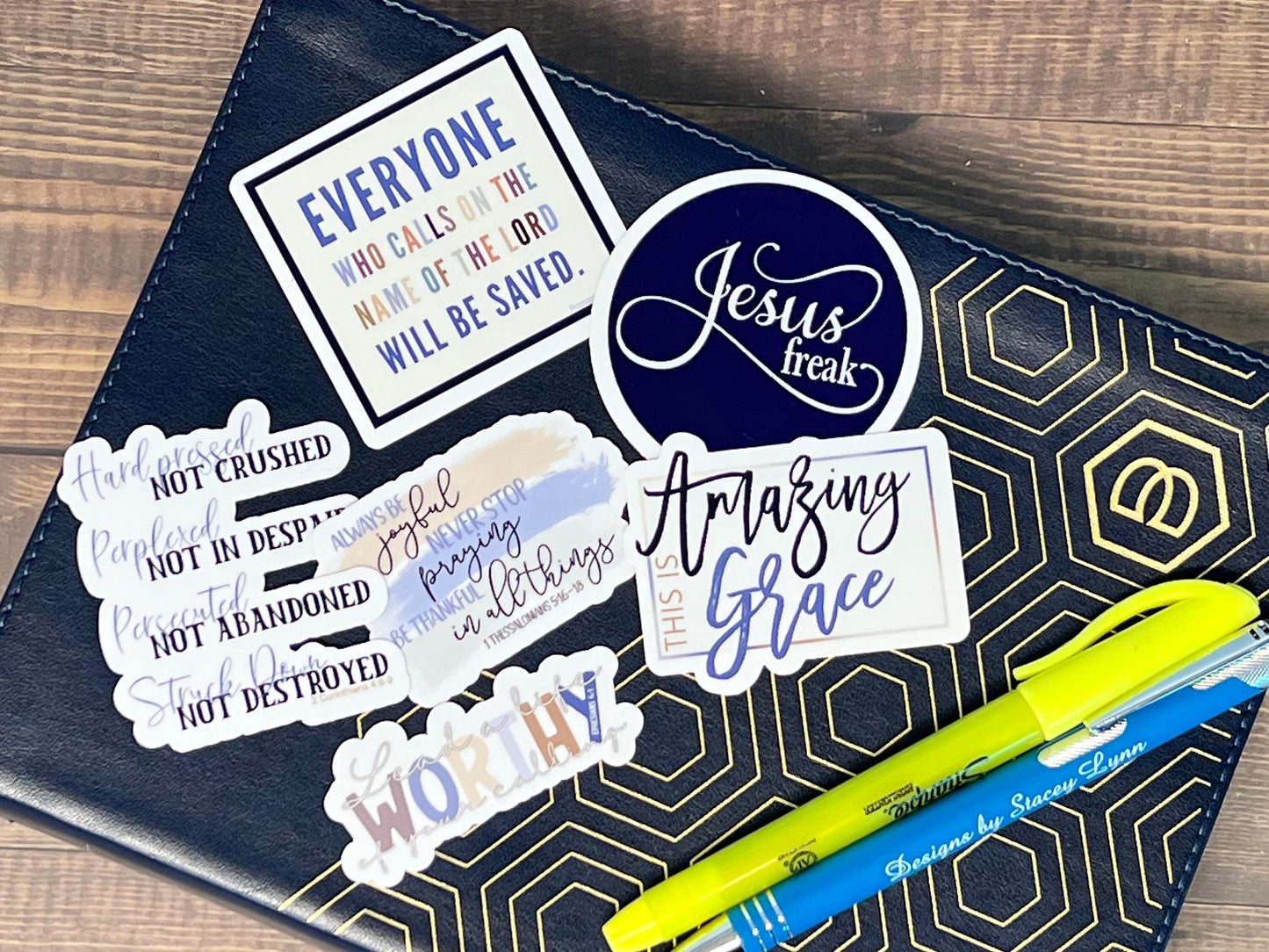 Christian Sticker Pack, Six Faith Stickers, Religious Decals, Bible Verse Stickers, Waterproof Sticker Bundle, Pack 2274