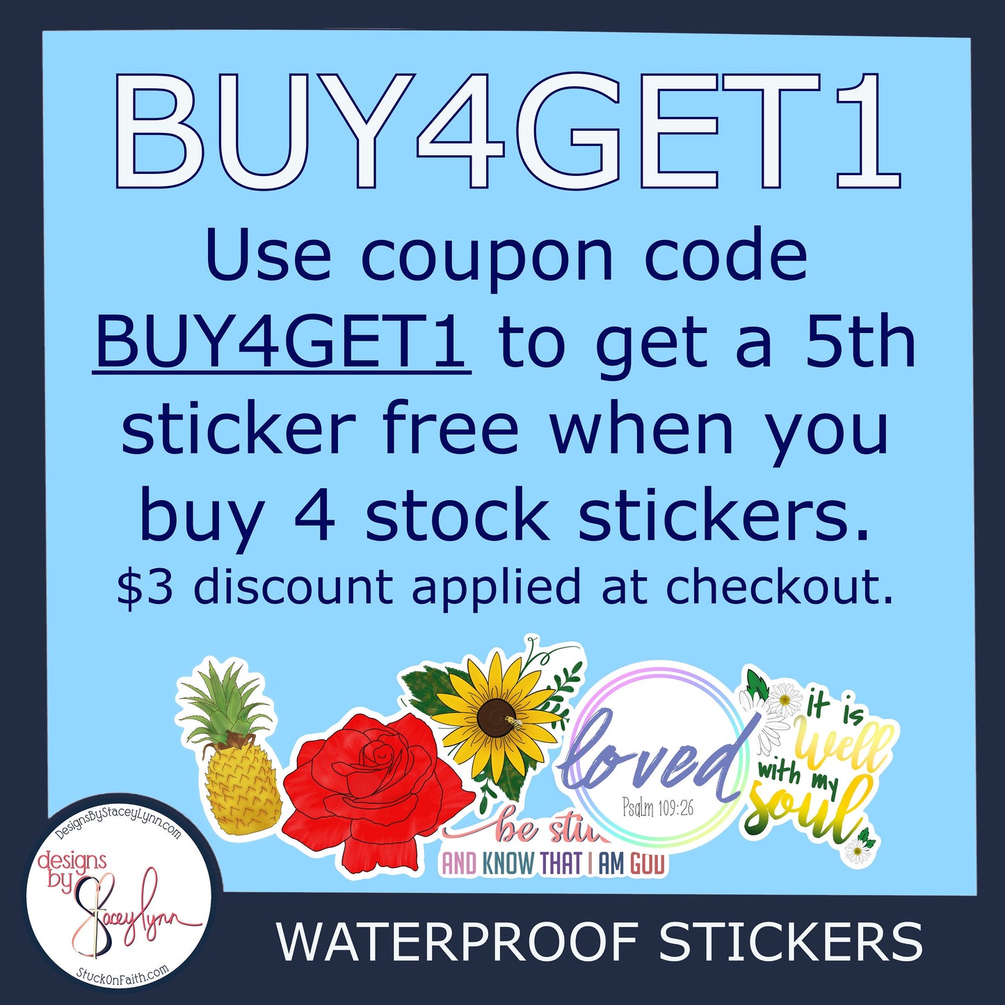 Waterproof photo Sticker with text, Assorted shapes & sizes available