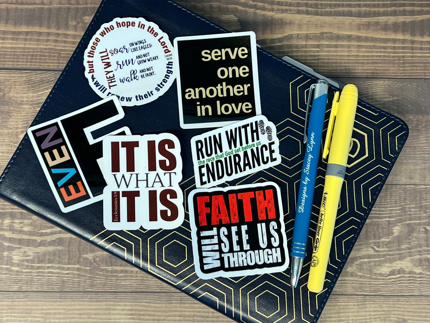 Christian Sticker Pack, Six Faith Stickers, Religious Decals, Bible Verse Stickers, Waterproof Sticker Bundle, Pack 2279