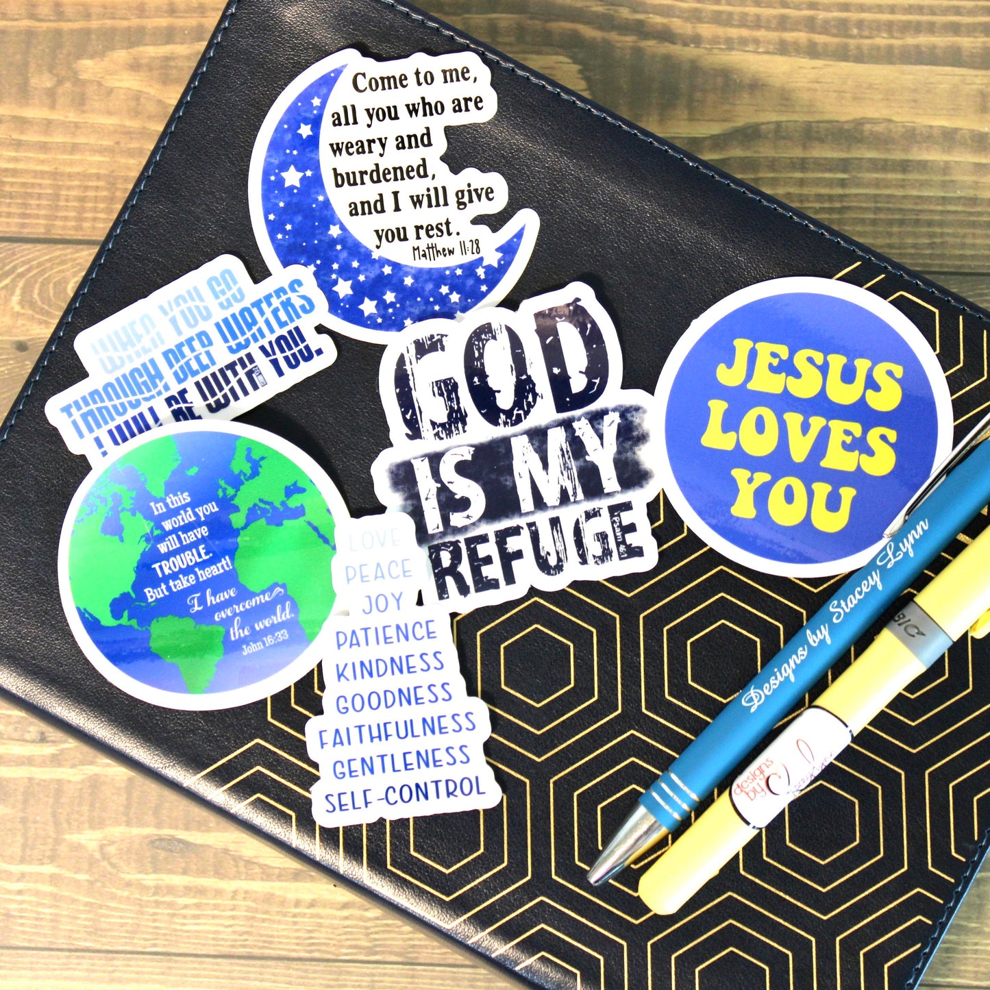 Christian Sticker Pack, Six Faith Stickers, Religious Decals, Bible Verse Stickers, Waterproof Sticker Bundle, Pack 2282