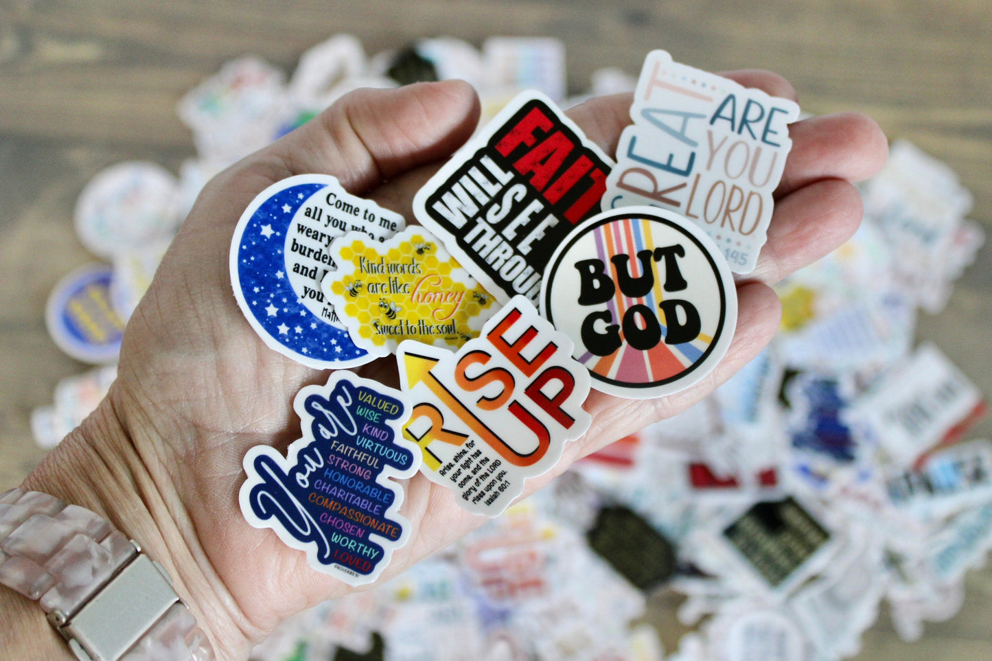 Christian Mini Sticker Bundle, 1.5 inch stickers- Faith Waterproof Stickers, Choose your quantity, personally drawn and designed by me