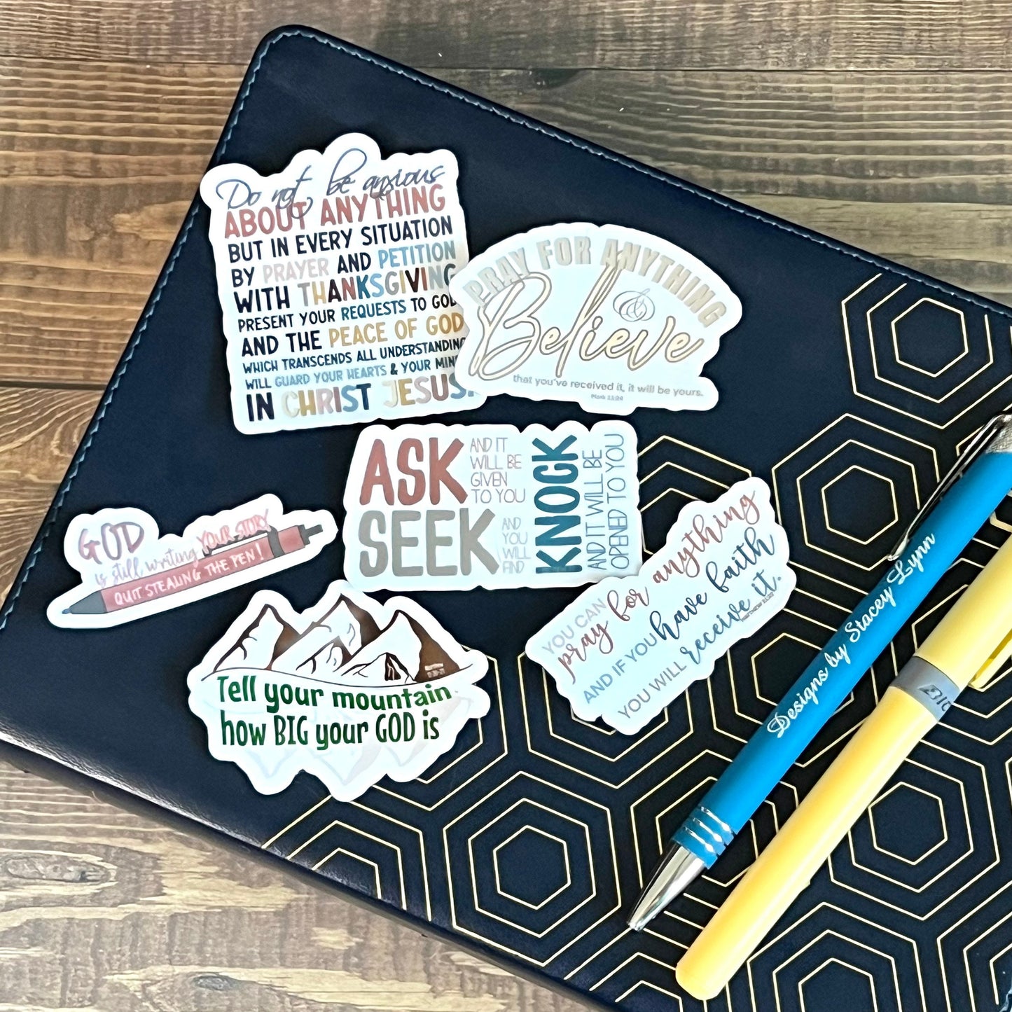 Christian Sticker Pack, Six Faith Stickers, Religious Decals, Bible Verse Stickers, Waterproof Sticker Bundle, Pack 2285