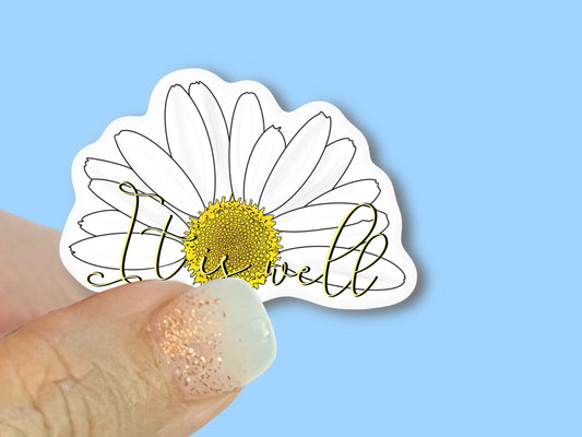It is well daisy flower- Christian Faith UV/ Waterproof Vinyl Sticker/ Decal- Choice of Size