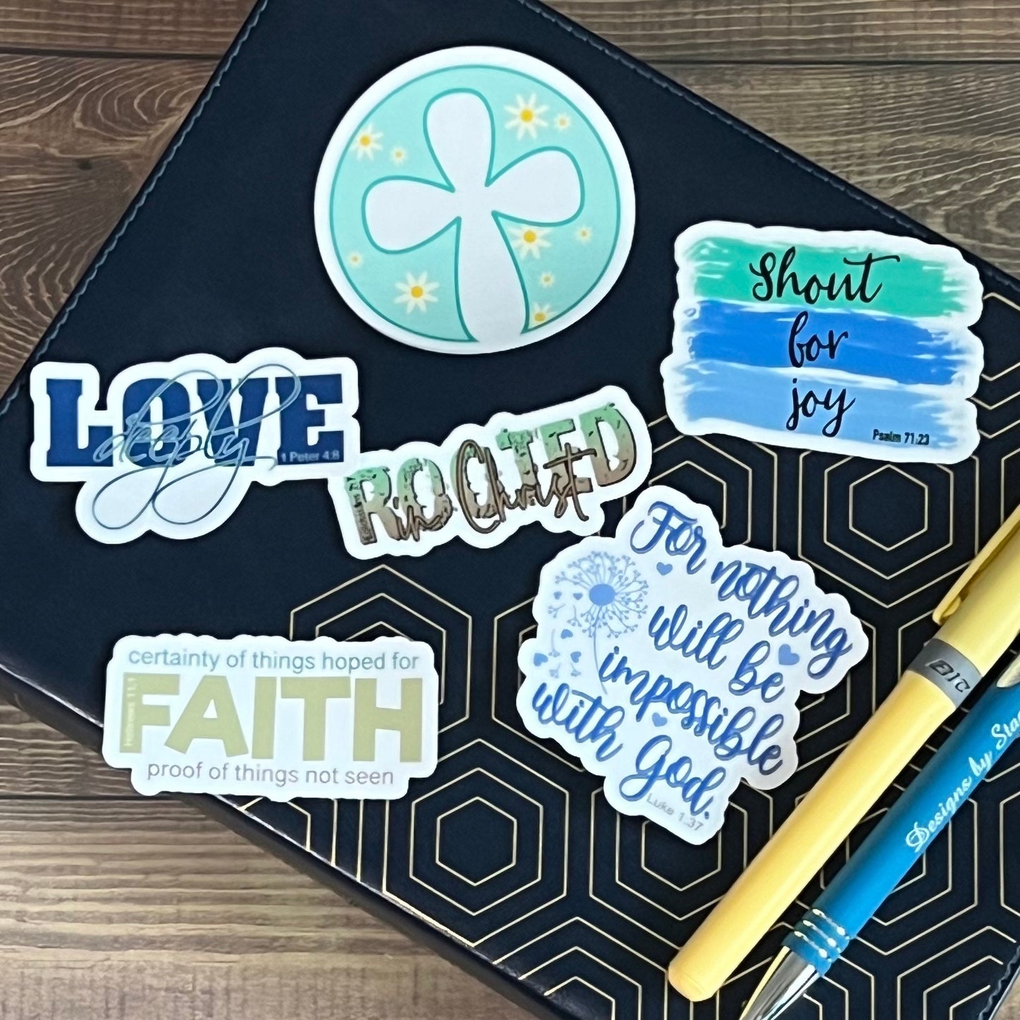 Christian Sticker Pack, Six Faith Stickers, Religious Decals, Bible Verse Stickers, Waterproof Sticker Bundle, Pack 2289