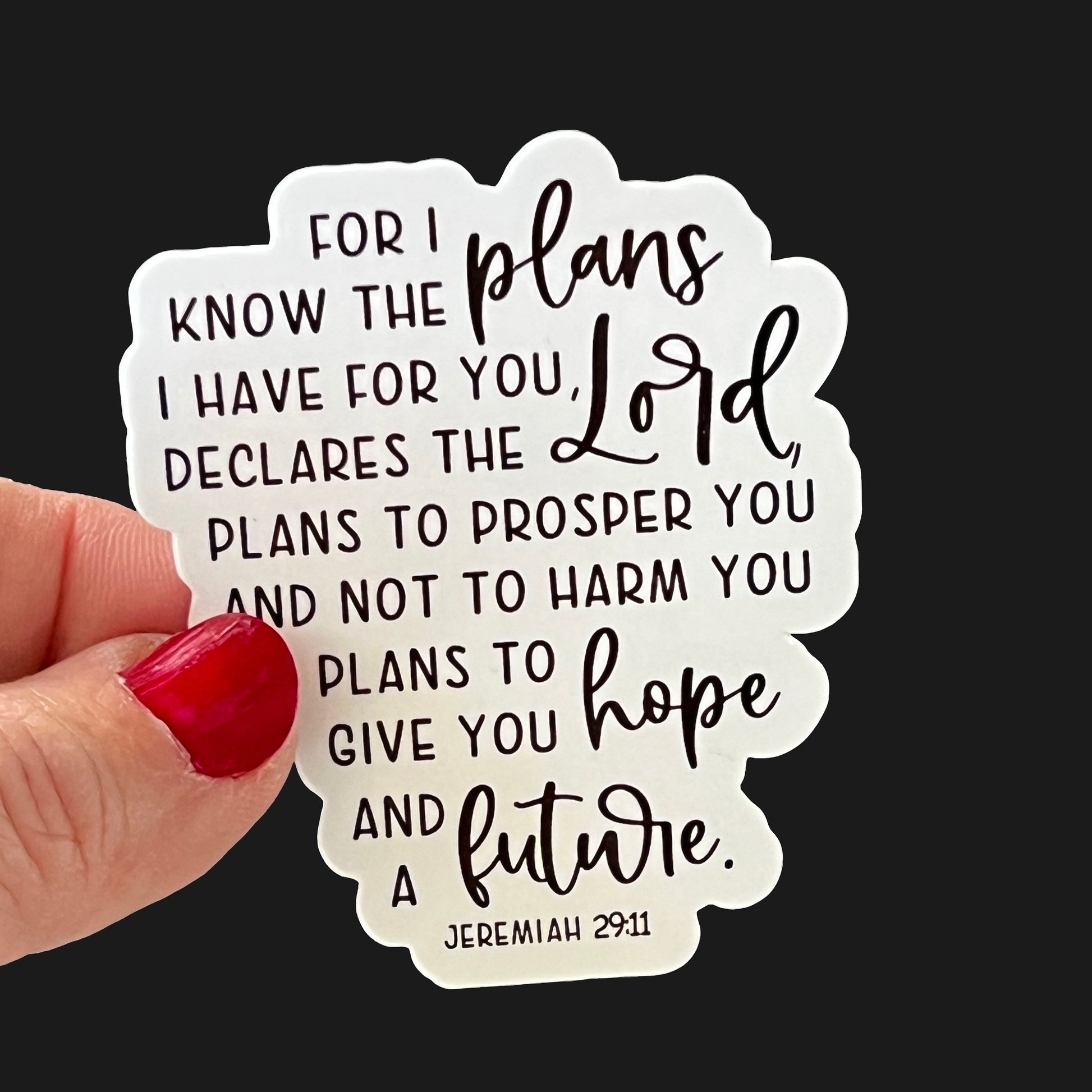 For I know the plans I have for you, Declares the Lord - Jeremiah 29:11 Sticker - 2.5" waterproof & UV Resistant - 1 sticker or bulk pack