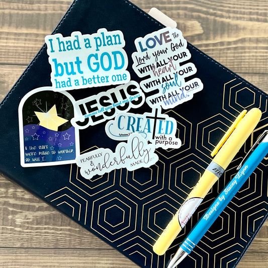 Christian Sticker Pack, Six Faith Stickers, Planner Stickers, Bible Verse Stickers, Waterproof stickers, Bible Journaling, Pack 2295