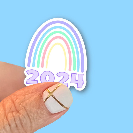 2024 Pastel Rainbow Sticker, Waterproof Vinyl Decal, Laptop Sticker, Water Bottle Sticker, Aesthetic Stickers, choice of size