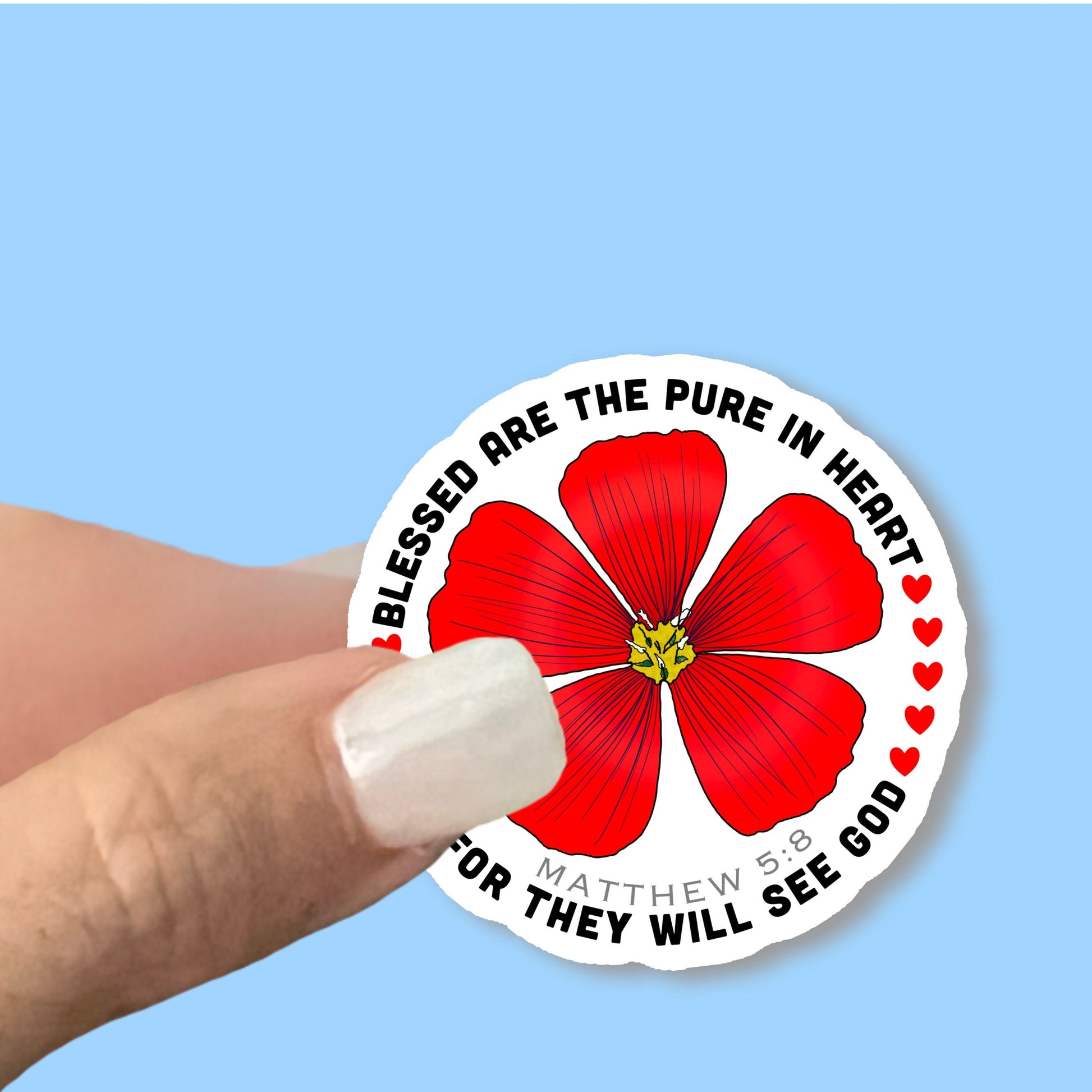 Blessed are the Pure in Heart for they will see God -Christian Faith UV/ Waterproof Vinyl Sticker/ Decal- Choice of Size, Single or Bulk qty