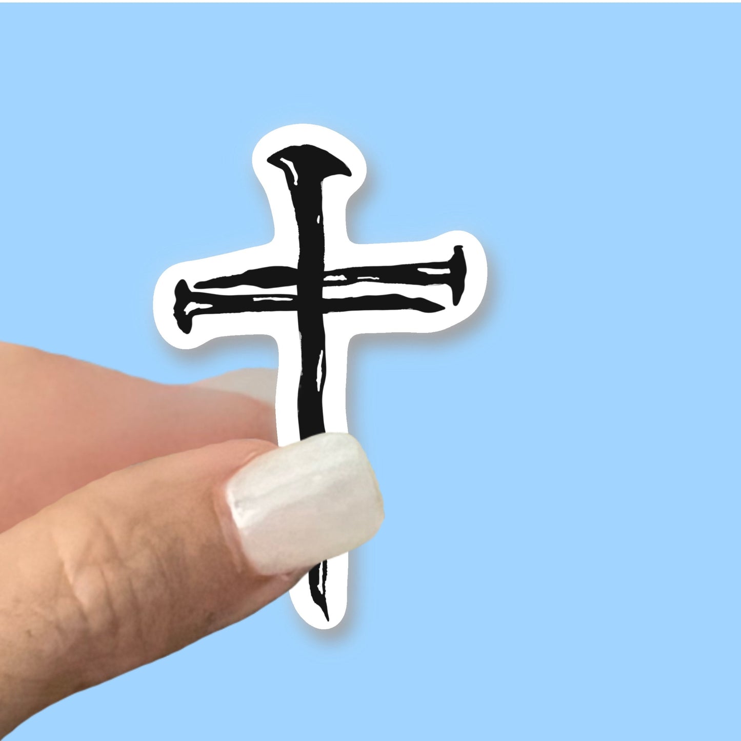 Three nails rugged cross sticker - Christian Faith UV/ Waterproof Vinyl Sticker/ Decal- Choice of Size, Single or Bulk qty